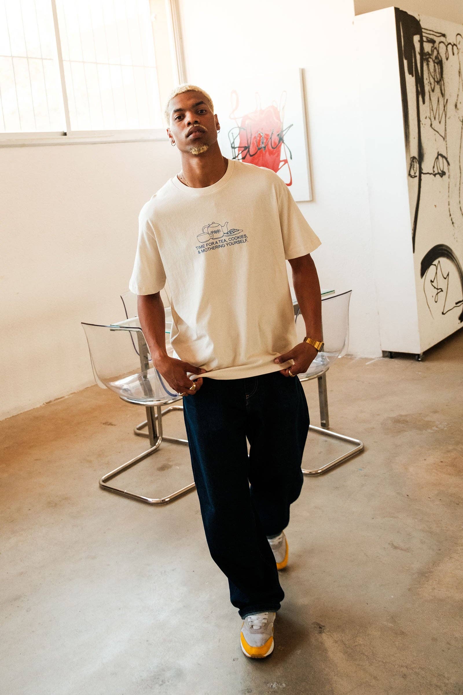 Catharsis - TIME FOR TEA, COOKIES & MOTHERING YOURSELF.: Natural Raw - Unisex Loose Fit