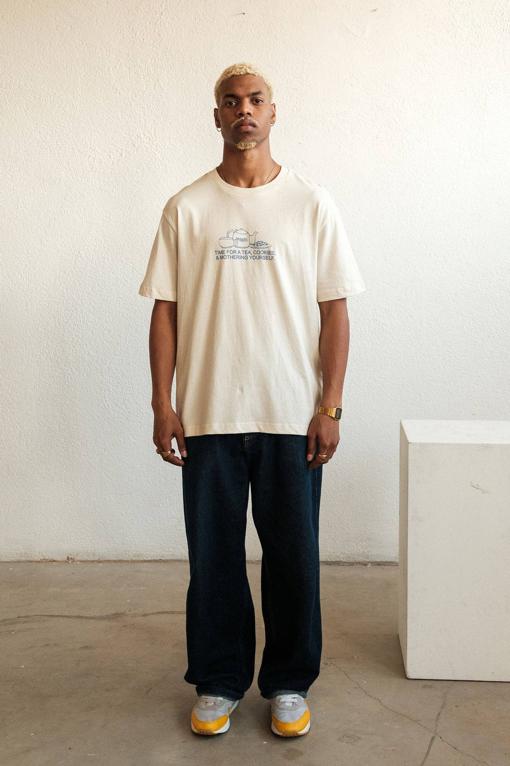 Catharsis - TIME FOR TEA, COOKIES & MOTHERING YOURSELF.: Natural Raw - Unisex Loose Fit