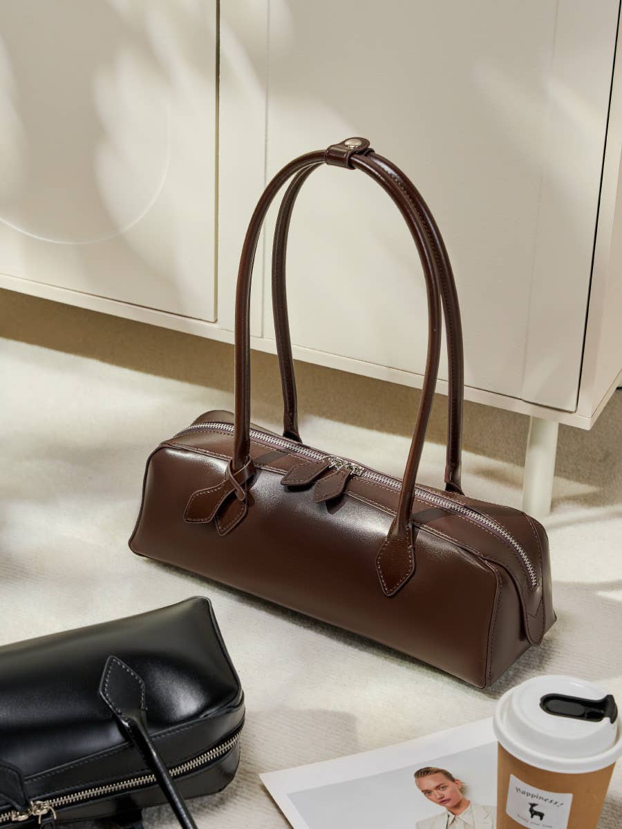 Sook - Valódi bőr baguette válltáska - Fekete