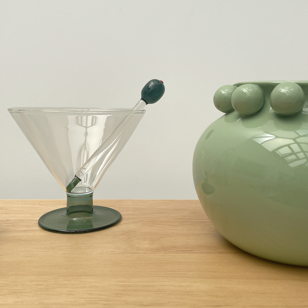 Opjet Paris - Set of 2 olive cocktail glasses D12 H10.5cm