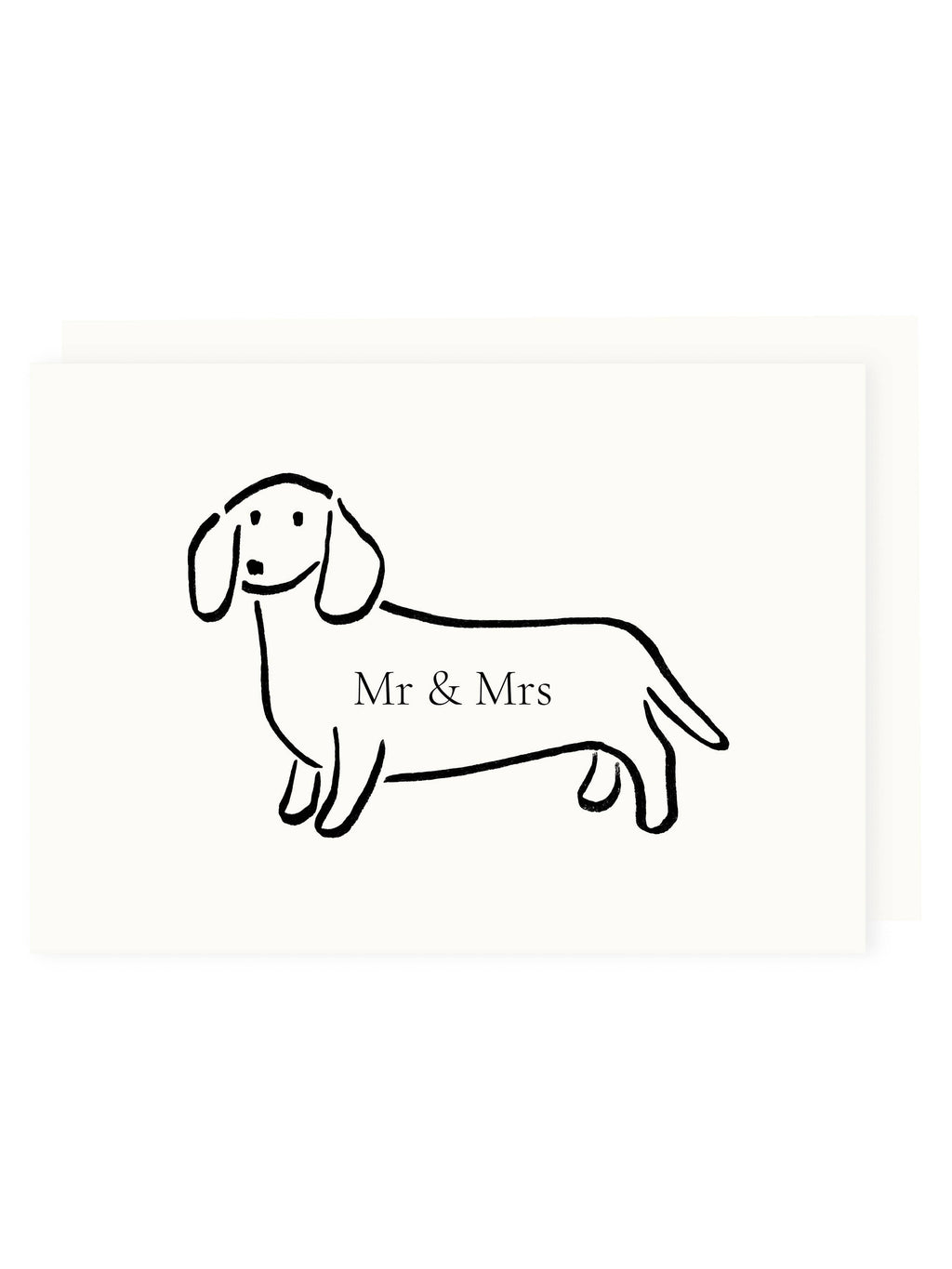 L'Atelier Samedi - Folded card 'Mr & Mrs' Dachshund (Risograph) | Wedding card
