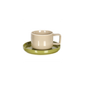 Chic beige cup with its khaki saucer D12 H7.5cm