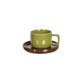 Khaki Chic cup with its brown saucer D12 H7.5cm