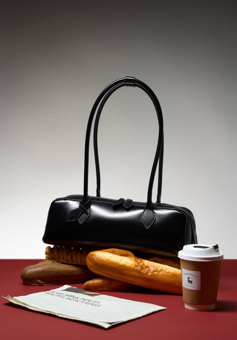 Sook - Valódi bőr baguette válltáska - Fekete