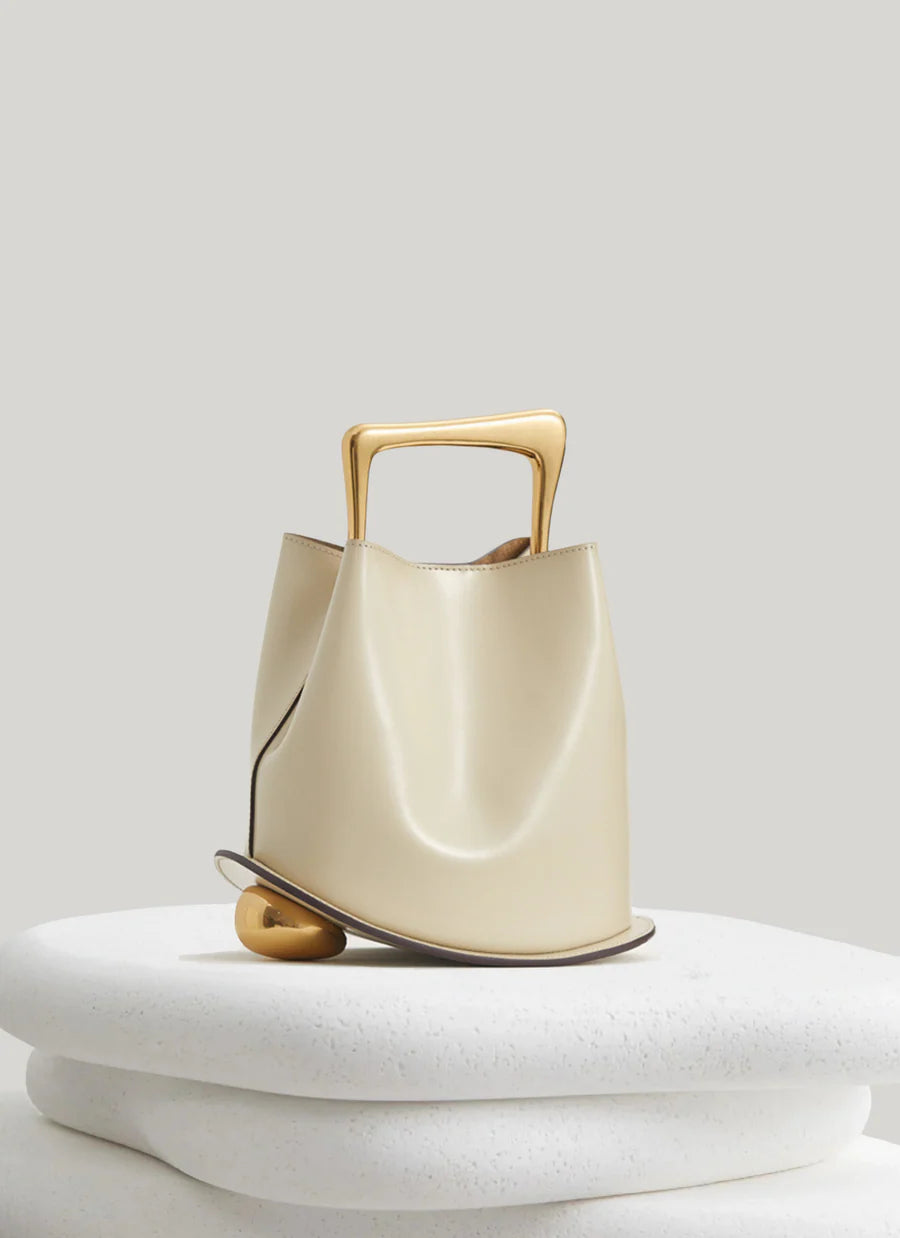 Sook - Geometric Artistic Design - Fém fogantyús bőr táska - Szürke