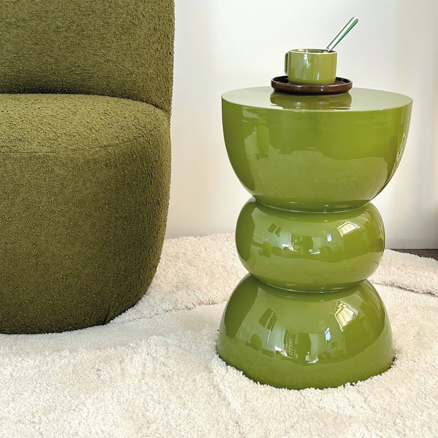 Khaki Chic cup with its brown saucer D12 H7.5cm