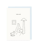 L'Atelier Samedi - Folded card 'hello world' Light Blue Envelope (Risograph)