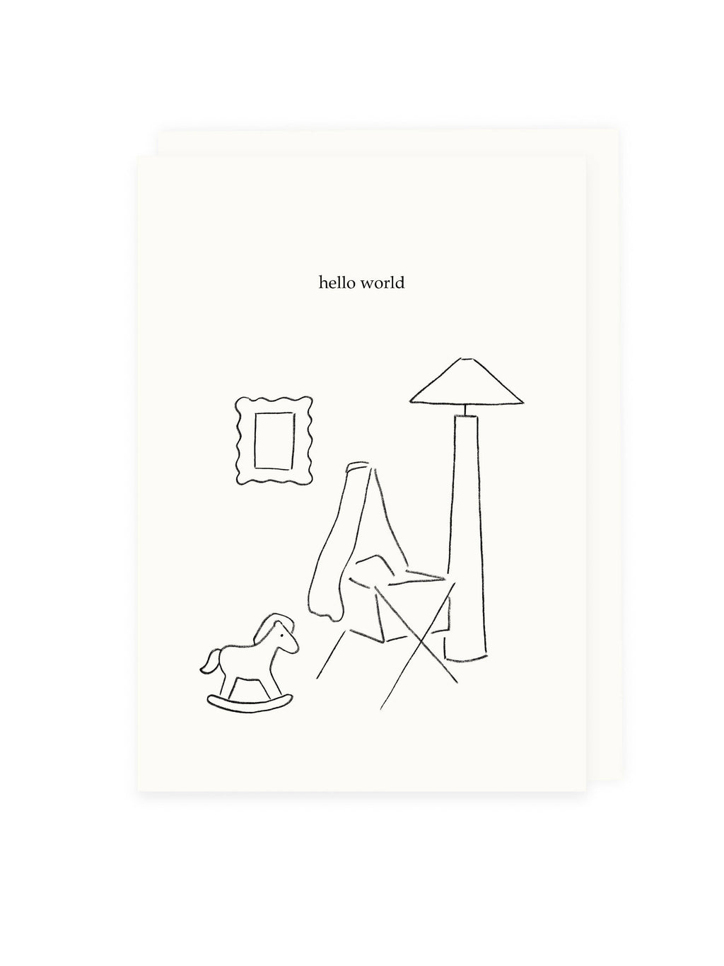 L'Atelier Samedi - Folded card 'hello world' Beige Envelope (Risograph)