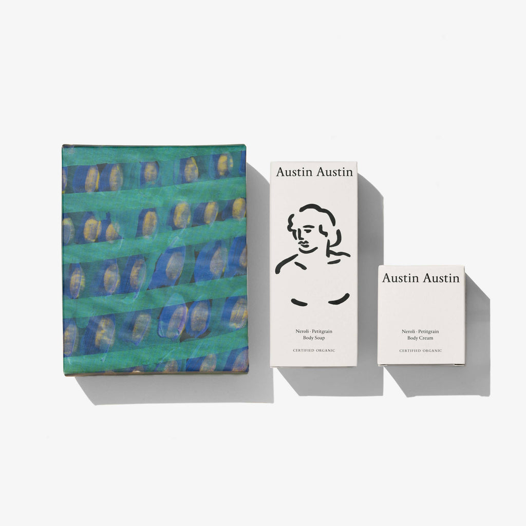 Austin Austin - 100 % ORGANIKUS - Neroli & Petitgrain - Tusfürdő és Testápoló ajándék szett