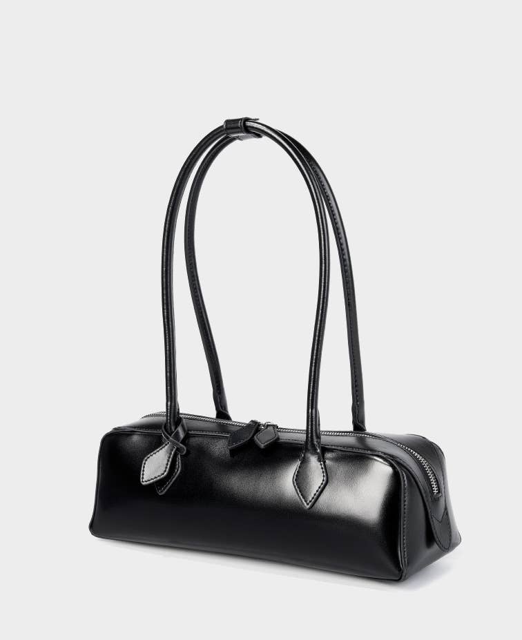 Sook - Valódi bőr baguette válltáska - Fekete