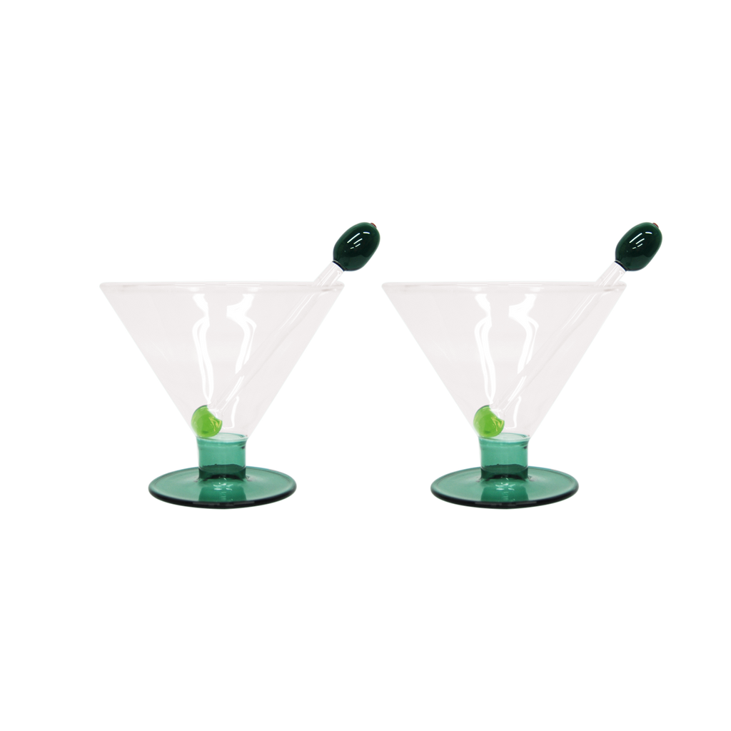 Opjet Paris - Set of 2 olive cocktail glasses D12 H10.5cm