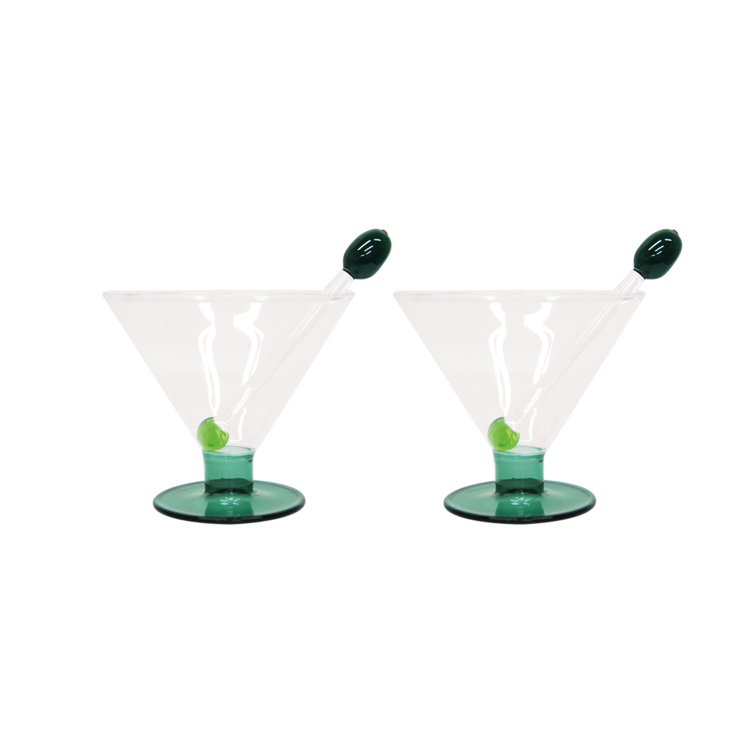 Opjet Paris - Set of 2 olive cocktail glasses D12 H10.5cm