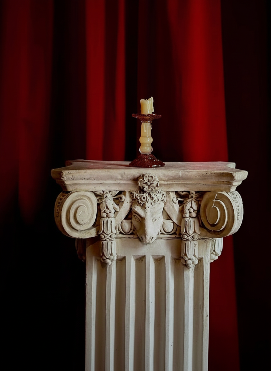 BYON Design gyertyatartó Lara bézs/burgundy szájjal fújt üveg / Ø12x22cm