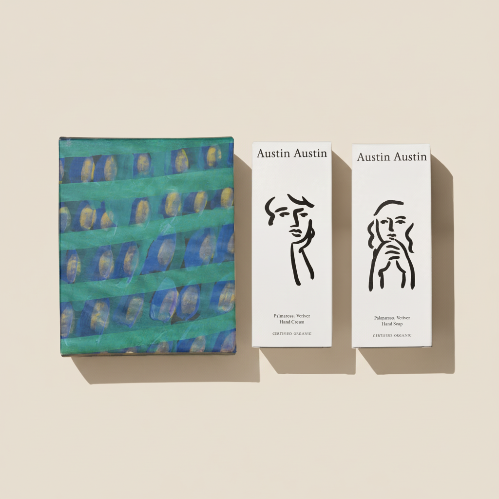 Austin Austin - 100% ORGANIKUS - Palmarosa & Vetiver - Szappan és kézkrém ajándék szett