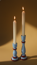 Massio Concept - 2 Klasszikus kék és bordó fa gyertyatartó - BLUVINO (2 darabos szett)
